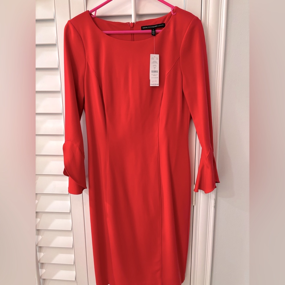 White House Black Market coral body perfecting dress